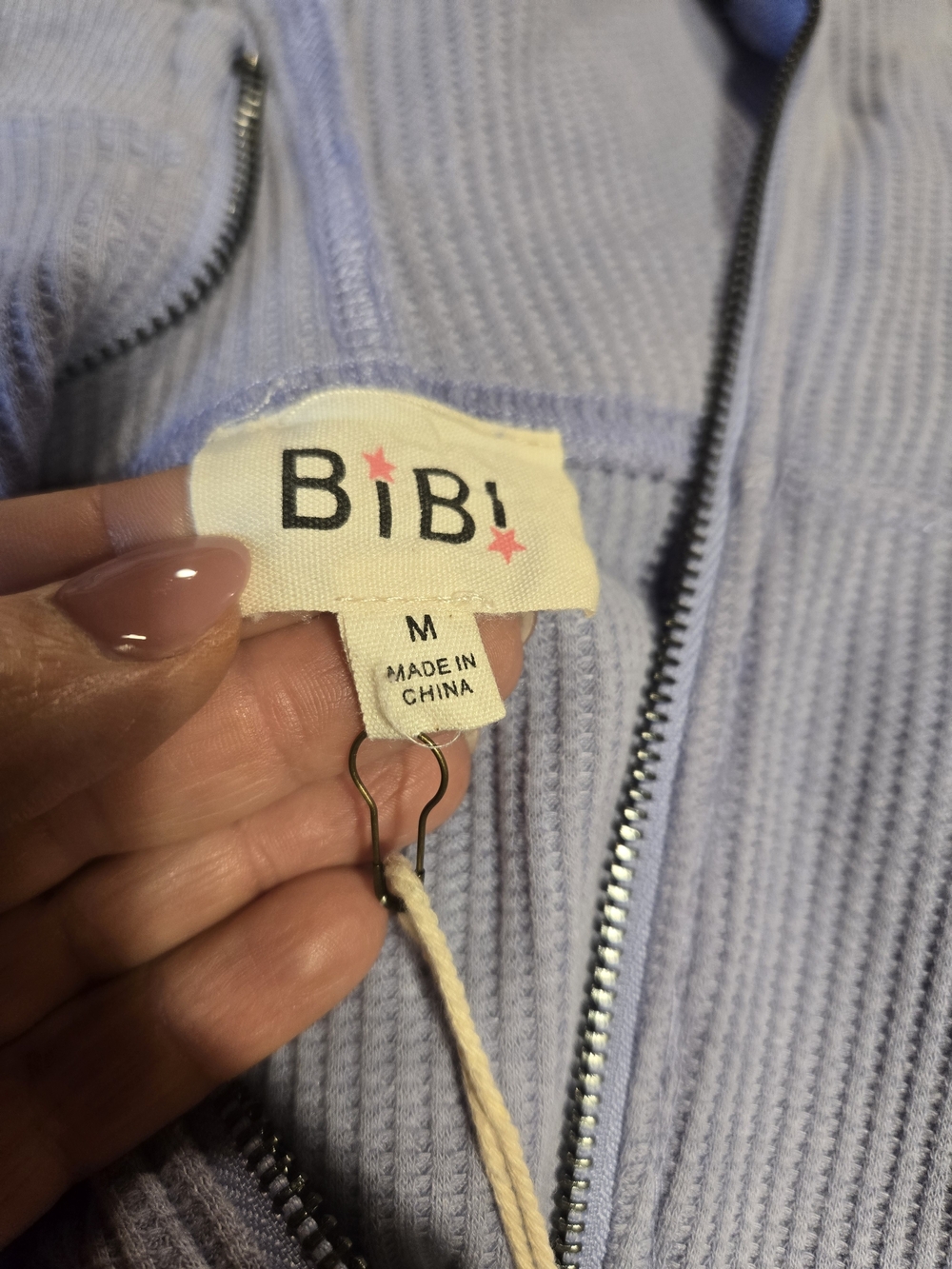 BiBi Light Lavender Half-Zip Ribbed Hoodie - Picture 2 of 4